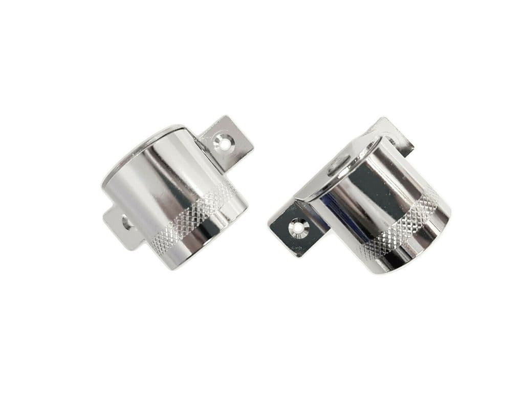 2 Chrome Cranked Curtain Rod Recess Brackets 25mm Pole Support Brackets
